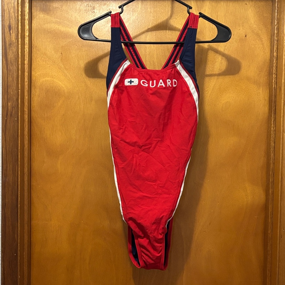 Speedo Red and Navy Official Lifeguard Suit